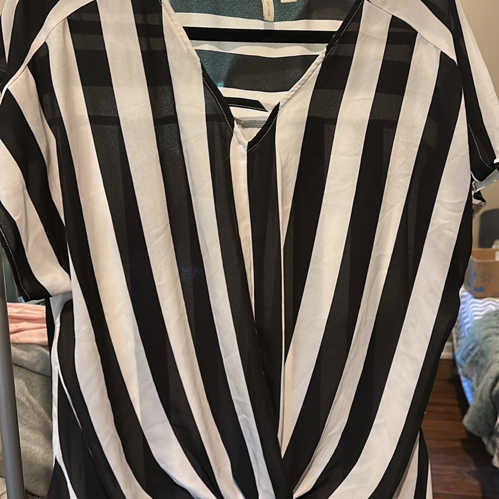 Cato Black and White  Blouse Short Sleeve